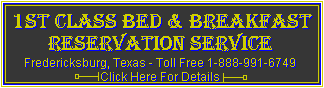 1st Class Bed and Breakfast Reservation Service of Fredericksburg